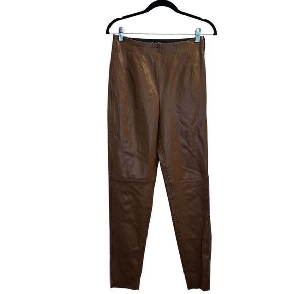 ZARA Brown Leather Pants - Picture 1 of 5